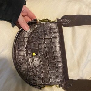 Madewell small leather croc bag
